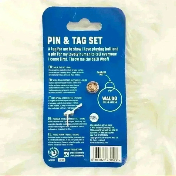 Nordstrom Wild & Woofy Dog Crazy Pin Badge & Tag Set - Picture 2 of 2